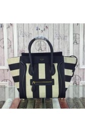Celine Luggage Mini Tote Bag Fabric CTA3308 Black&White VS08365