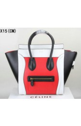 Celine Luggage Mini Tote Bag Original Leather Ci3308 Red&White&Black VS08575
