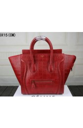 Celine Luggage Mini Tote Bags Croco Leather C3308 Red VS02381
