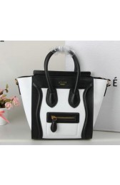 Celine Luggage Nano Bag Original Leather C3308S Black&White VS03697