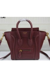Celine Luggage Nano Bag Original Leather C3308S Burgundy VS08129