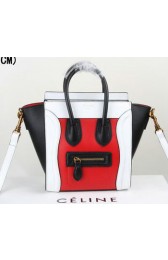 Celine Luggage Nano Bag Original Leather C3308S Red&White&Black VS05085