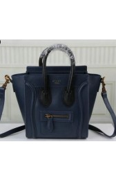 Celine Luggage Nano Bag Original Leather C3308S Royal&Black VS09520