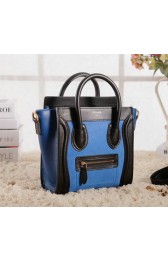 Celine Luggage Nano Boston Bag Original Suede Leather 3309 Blue&Black VS03086