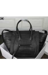 Celine Luggage Phantom Tote Bag Croco Leather 3341 Black VS07623