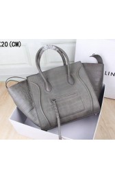 Celine Luggage Phantom Tote Bag Croco Leather 3341 Grey VS03323