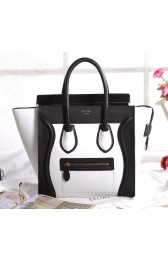 Celine Micro Luggage 3307 in Black with White Original Leather VS04325