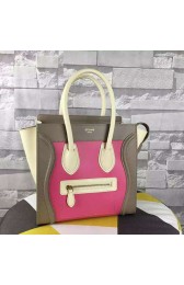 Celine Micro Luggage Tote Bag Original Leather C164173 Peach&Grey&Offwhite VS00176