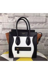 Celine Micro Luggage Tote Bag Original Leather C164173 White&Black&Brown VS09104