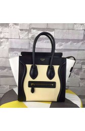 Celine Micro Luggage Tote Bag Original Leather C164173 Yellow&Black&White VS02470