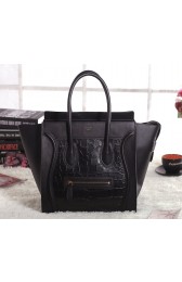 Celine Mini Luggage 3308 in Black Original with Crocodile Leather VS03235