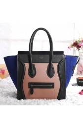 Celine Mini Luggage 3308 in Pink with Black Original Leather with Blue Suede VS01705