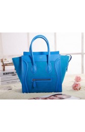 Celine Mini Luggage 3308 in Shiny Blue Original Leather with Suede Leather VS02127