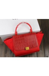 Celine MINI Trapeze Bag Croco Leather CT3345 Red VS07121