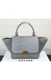 Celine mini Trapeze Bag Croco Leather CT3345S Grey VS00893