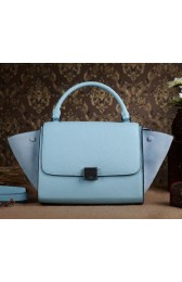 Celine mini Trapeze Top Handle Bag Original Grainy Leather 3342S Light Blue VS05394
