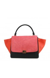 Celine Original Leather Trapeze Bag CL88037 Peach&Black&Cherry VS04314