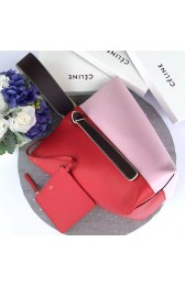 Celine Small Twisted Cabas in Chili and Pale Pink Shiny Smooth Calfskin C072068 VS06834