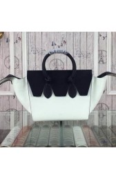 Celine Tie Nano Top Handle Bag Original Leather CT98313 White&Black VS09782