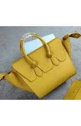 Celine Tie Top Handle Bag Grain Leather 98314 Yellow VS04232