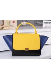 Celine Trapeze Bag Ferrari Leather CL6608 Black&Yellow&Blue VS00752