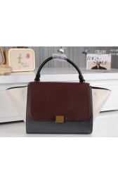 Celine Trapeze Bag Ferrari Leather CL6608 Grey&Burgundy&OffWhite VS03898