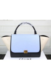 Celine Trapeze Bag Original Leather C3342 SkyBlue&Black&OffWhite VS04003