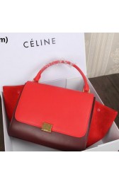 Celine Trapeze Bag Original Suede Leather CT3342 Burgundy&Red VS02810