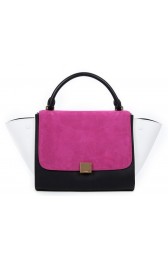 Celine Trapeze tote Bag 3042 in Black with White Original Leather with Peach Suede Fug VS03892