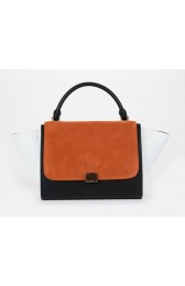 Celine Trapeze tote Bag 3042 in White with Black Original Leather and Orange Suede Fug VS00064