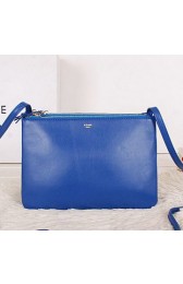Celine Trio Calfskin Leather Shoulder Bag C27002 Blue VS02583