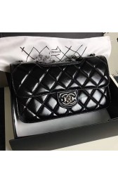 Chanel Black Oil Wax Leather Perfect Edge Bag Silver A14041 VS09833