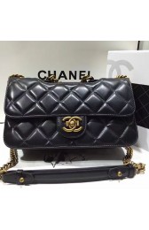 Chanel Black Quilted Calfskin Perfect Edge Bag Gold A14041 VS02054