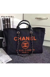 Chanel Dark Blue Canvas Large Deauville Shopping Bag A68046 VS04495