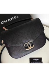 Chanel Grained Calfskin CC Flap Bag with Top Handle Black A93633 VS04911