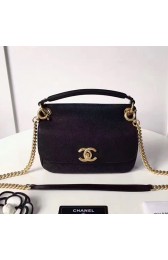 Chanel Grained Calfskin Flap Bag with Top Handle Black A93756 VS09826