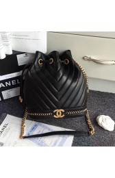 Chanel Lambskin Drawstring Bag Black A91885 VS03955