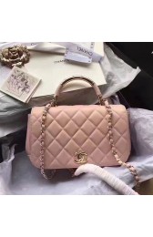 Chanel Lambskin Flap Bag with Top Handle Pink A93752 VS00969