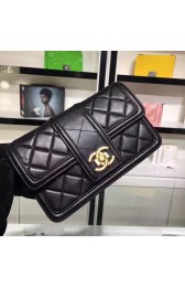 Chanel Lambskin Small Chain Wallet Black A91365 VS00635