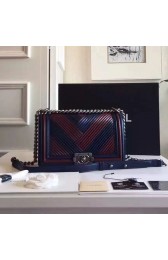 Chanel Medium Chevron Lambskin Boy Bag Red and Blue A13044 VS08117