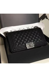 Chanel Medium Quilted Caviar Boy Bag Black Silver A13043 VS06151