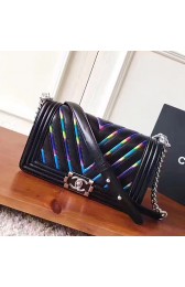 Chanel Multicolor Chevron Medium Boy Bag Black A67086 VS08027