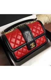 Chanel Quilted Lambskin Flap Bag Red and Black A91365 VS01992