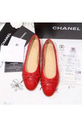 Chanel Red Lambskin Ballet Flats Cap Toe CH1640 VS09209
