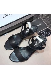 Chanel Sheepskin Leather Sandals Black C080201 VS04855