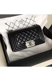 Chanel Small Quilted Lambskin Boy Bag Black A13043 VS07183