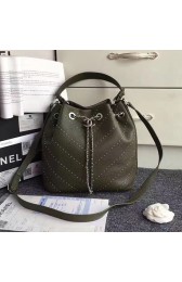 Chanel Stud Calfskin Bucket Bag Green A93598 VS08204
