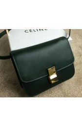 Cheap Celine Classic Box Small Flap Bag Original Leather C11042 Dark Green VS02630