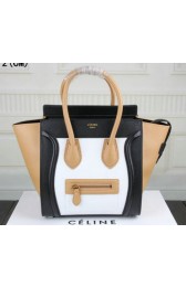 Cheap Celine Luggage Micro Tote Bag Original Leather C3308M White&Black&Apricot VS01131