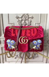 Cheap Gucci GG Marmont Embroidered Velvet Bag Red 443496 VS02800
